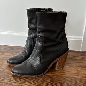 Jeffrey Campbell Black Leather Heeled Boots